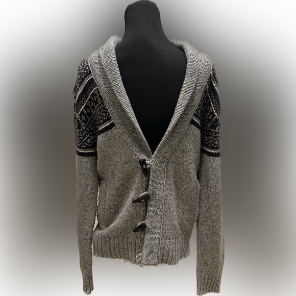 50%off w♥️ VNTG Tokyo Laundry Mens Grey Collared Fair Isle Cardigan flaw - Picture 1 of 7